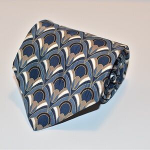 Stylish Blue and Gold Patterned Men's Tie